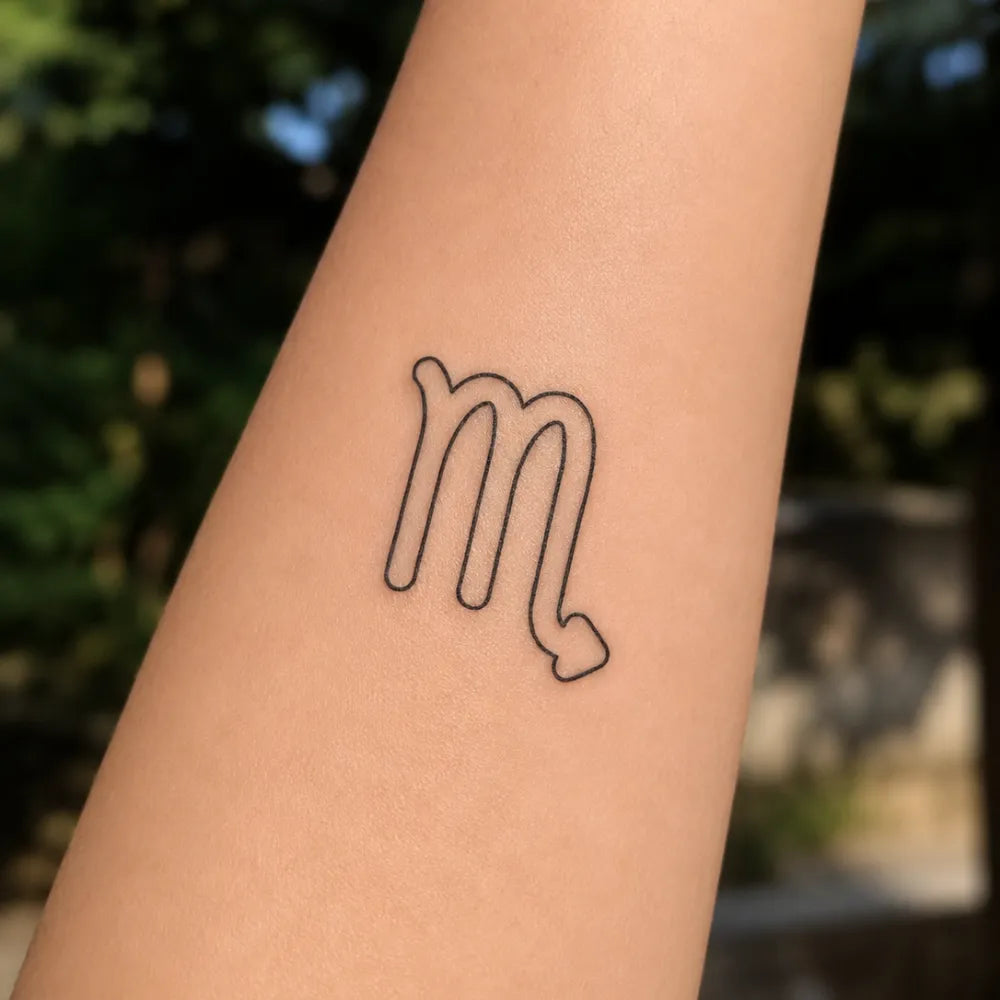 SafeTatt — Scorpio Sign · fotografie tetování na kůži