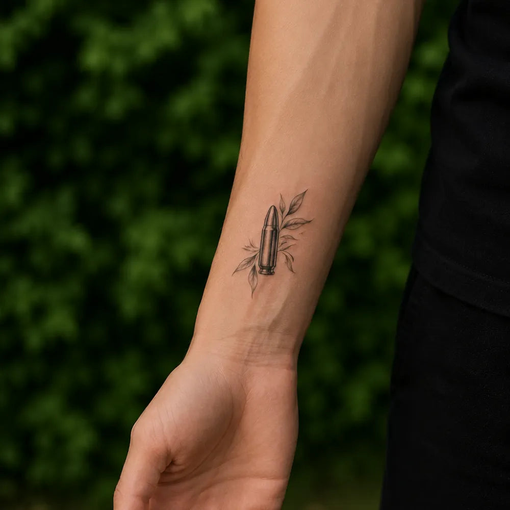 SafeTatt — Leaf Bullet · fotografie tetování na kůži
