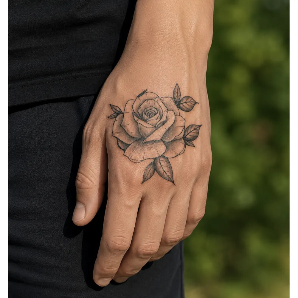 SafeTatt — Rose Bloom · fotografie tetování na kůži